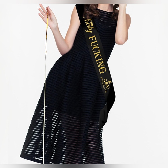 Thirty Fucking Six Sash,Gold Glitter Lettering - Picture 2 of 6